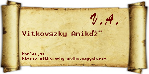 Vitkovszky Anikó névjegykártya